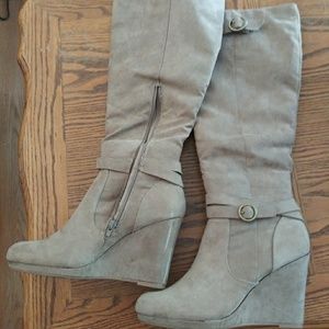 High Calf Wedge Boots